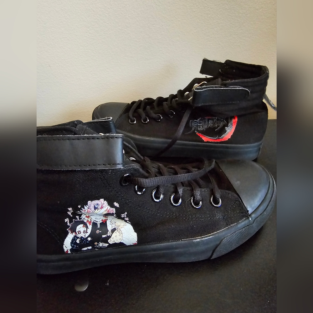 Black High-Top Sneakers Demon slayer  Design Women's 6.5 Men's 8